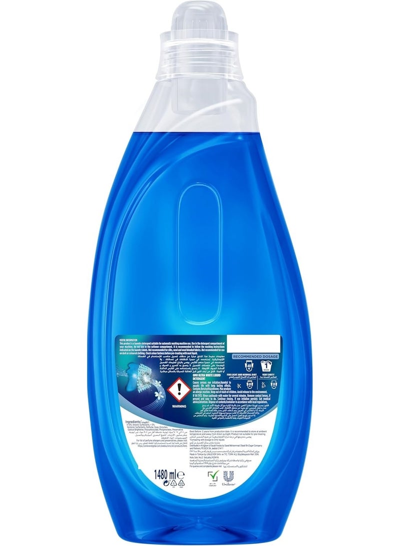 Omo Wonder Wash Liquid Laundry Detergent Ultra White Stain Removal In 15Mins 1.48L - Image 2